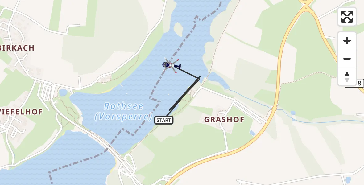 Routekaart van de vlucht: Polizeihubschrauber nach Allersberg, St 2225