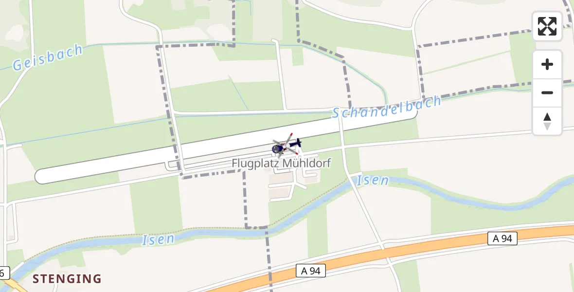 Flugroute Polizeihubschrauber Mühldorf Flugplatz - Mühldorf Flugplatz, 28 März 2026, 14:26
