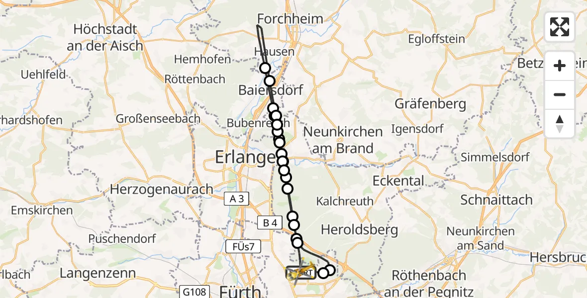Flugroute Rettungshubschrauber Flughafen Nuremberg - Flughafen Nuremberg, 28 März 2026, 14:28
