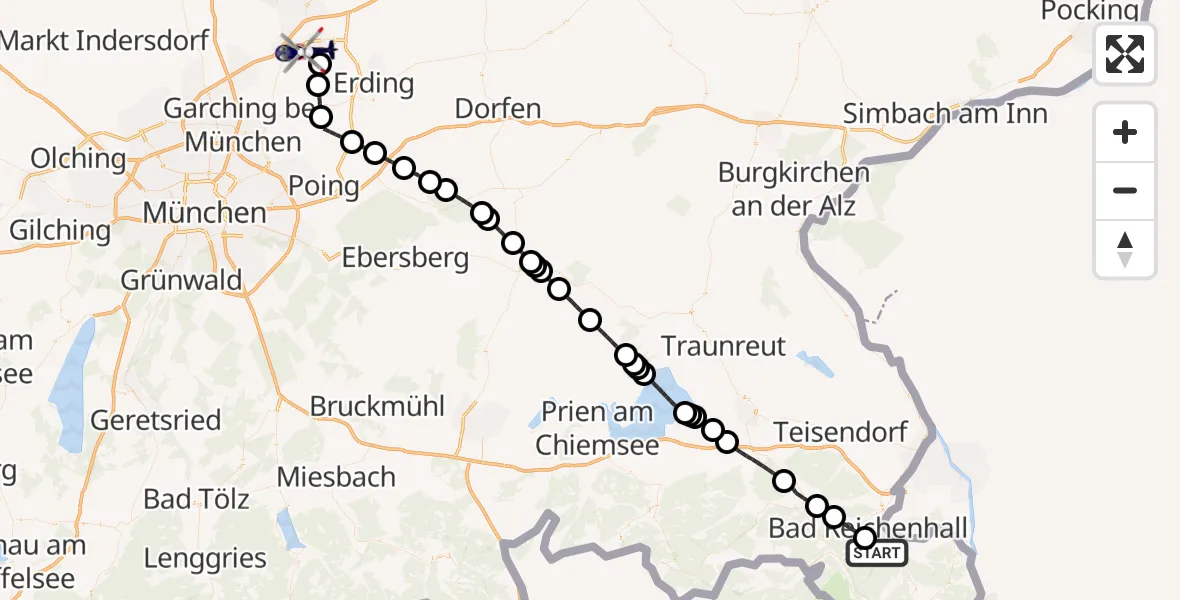 Routekaart van de vlucht: Polizeihubschrauber nach München Flughafen