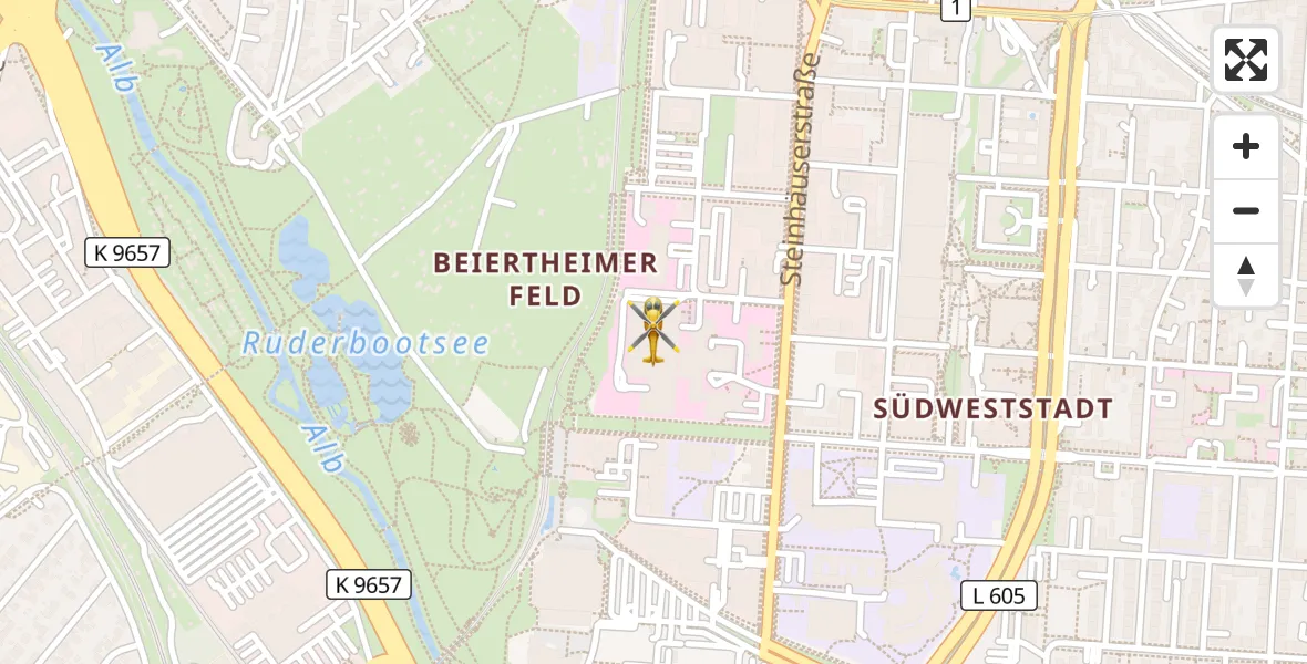 Flugroute Rettungshubschrauber Sankt Vincentius Hospital - Sankt Vincentius Hospital, 28 März 2026, 14:31