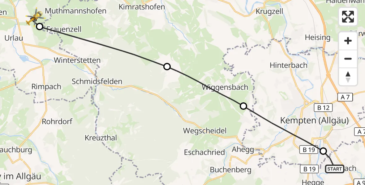 Flugroute Rettungshubschrauber Durach - Leutkirch im Allgäu, 28 März 2026, 14:32