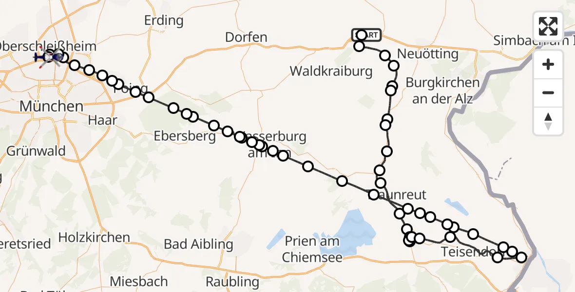 Routekaart van de vlucht: Polizeihubschrauber nach Oberschleißheim, Jägerstraße