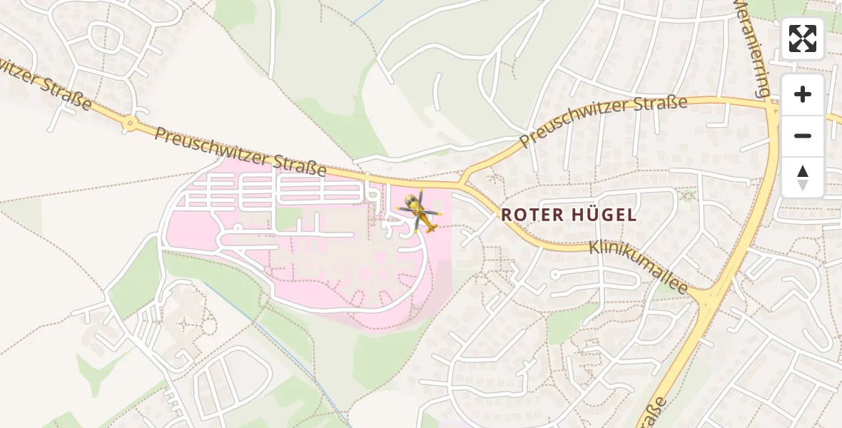 Flugroute Rettungshubschrauber Bayreuth Hospital - Bayreuth Hospital, 28 März 2026, 14:50
