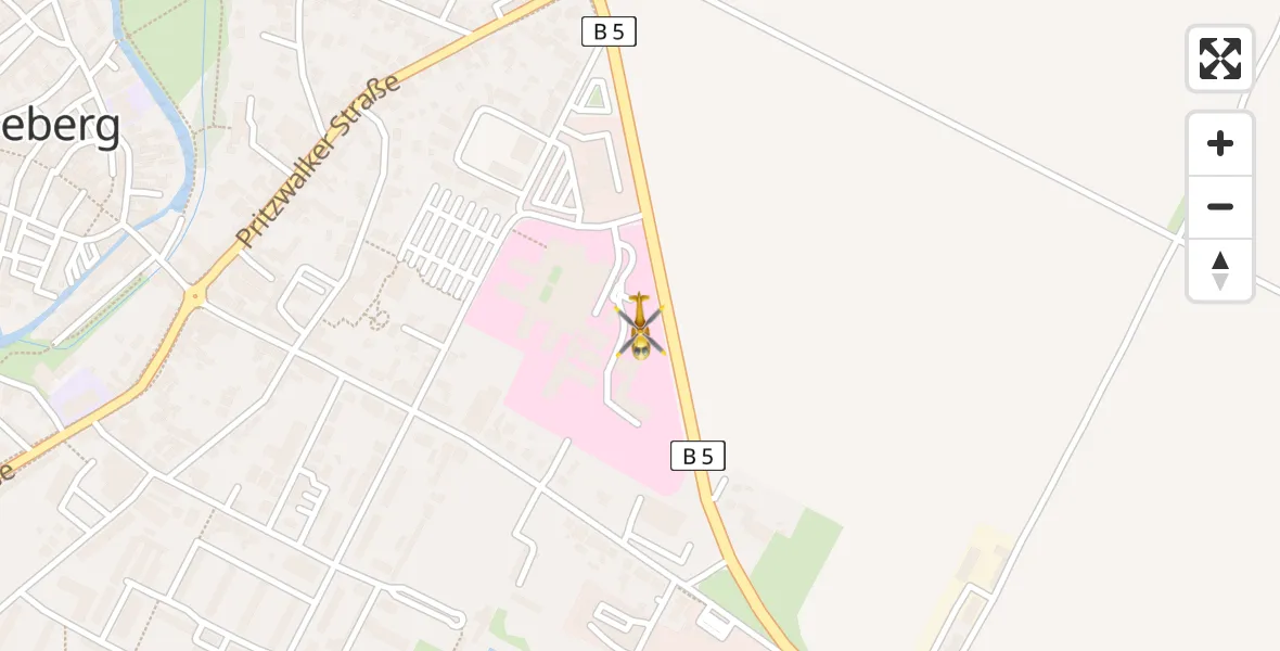 Flugroute Rettungshubschrauber Perleberg - Perleberg, 28 März 2026, 15:29