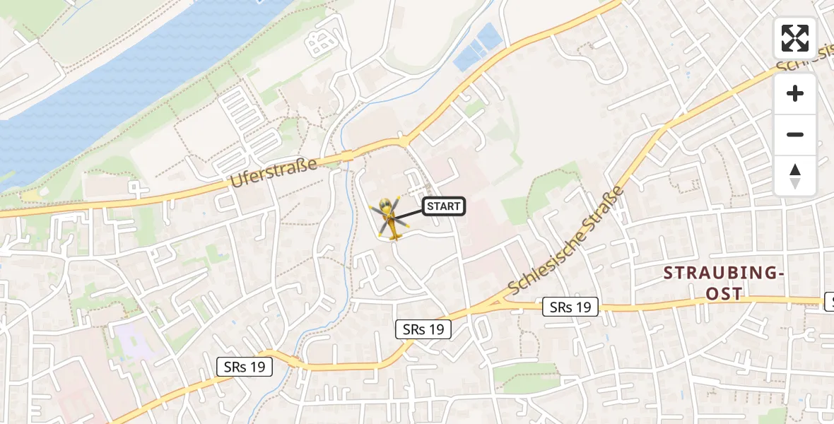 Routekaart van de vlucht: Rettungshubschrauber nach Sankt Elisabeth Hospital Straubing