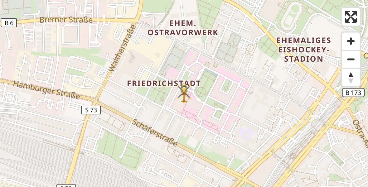 Flugroute Rettungshubschrauber Dresden Friedrichstadt Hospital - Dresden Friedrichstadt Hospital, 28 März 2026, 15:56