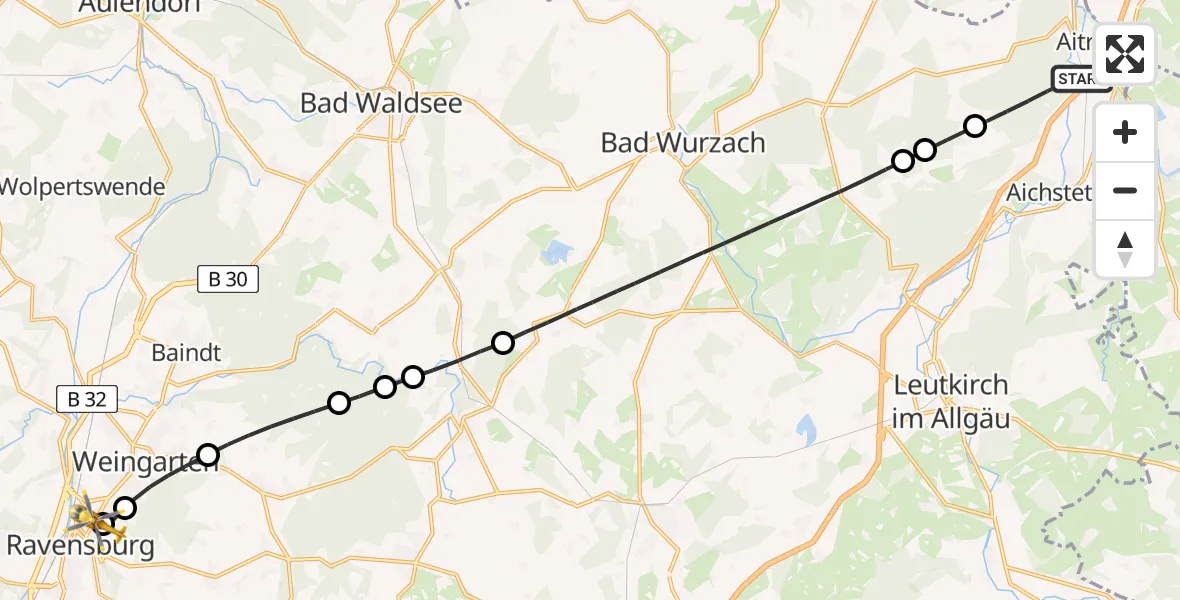 Routekaart van de vlucht: Rettungshubschrauber nach Sankt Elisabeth Hospital