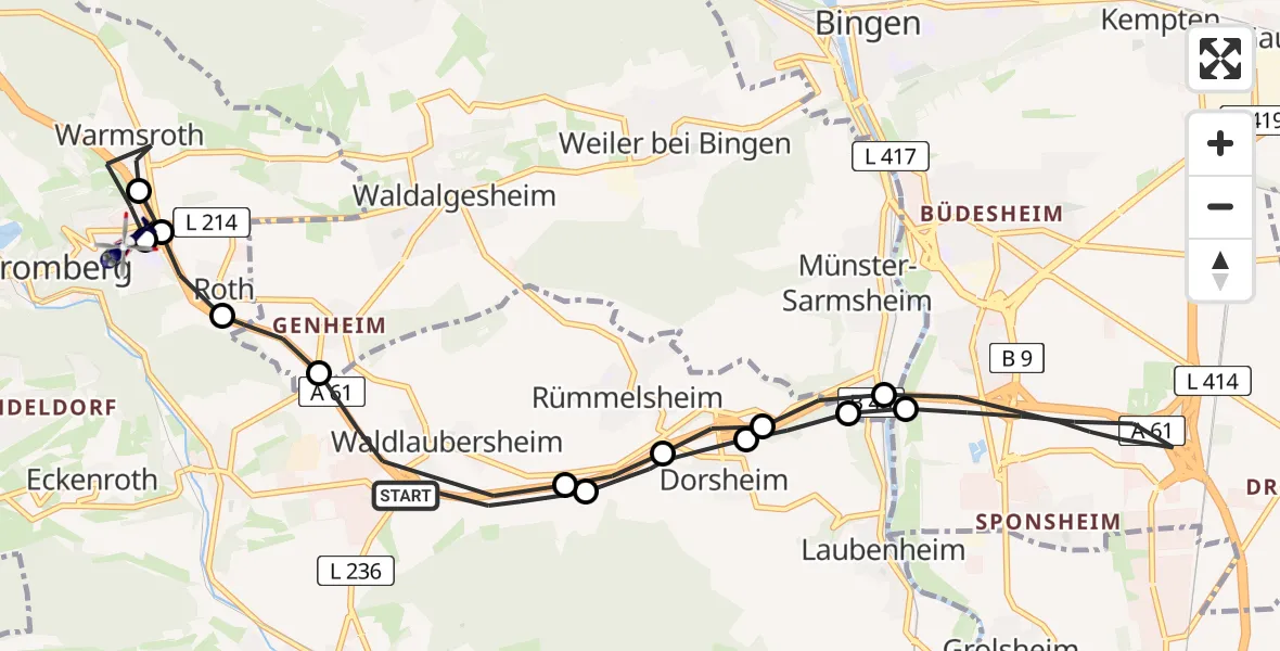Routekaart van de vlucht: Polizeihubschrauber nach Stromberg, Königsberger Straße