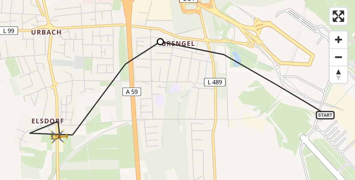 Flugroute Rettungshubschrauber Köln Bonn Flughafen - Köln, 28 März 2026, 17:23