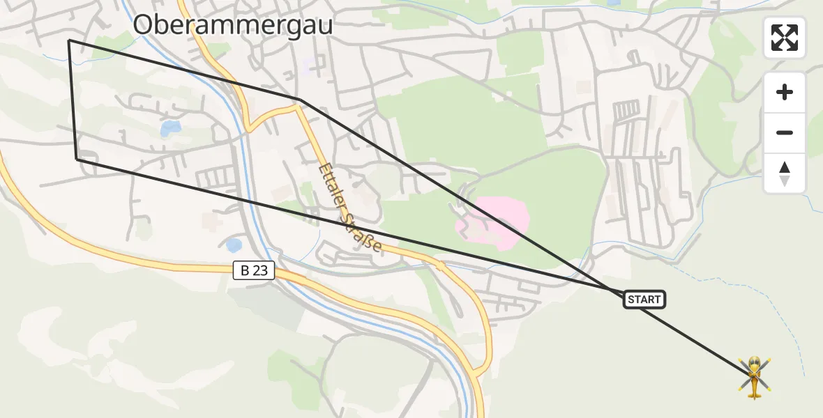Flugroute Rettungshubschrauber Oberammergau - Oberammergau, 28 März 2026, 17:40