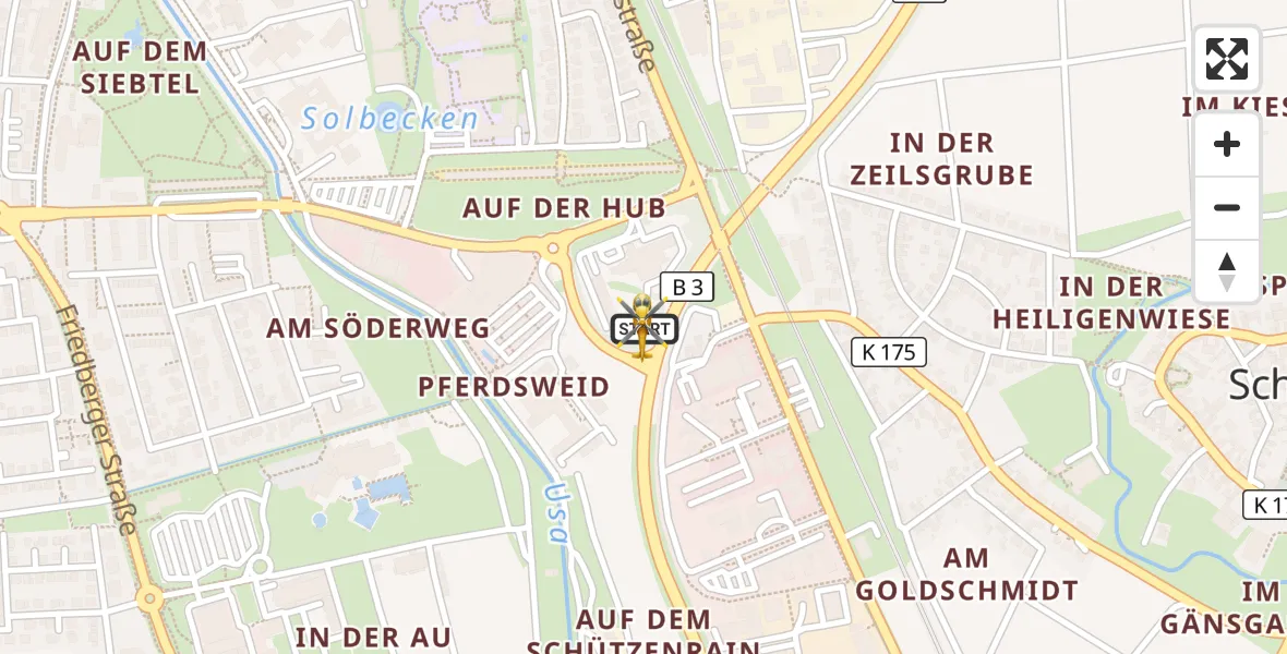Flugroute Rettungshubschrauber Bad Nauheim - Bad Nauheim, 28 März 2026, 17:41