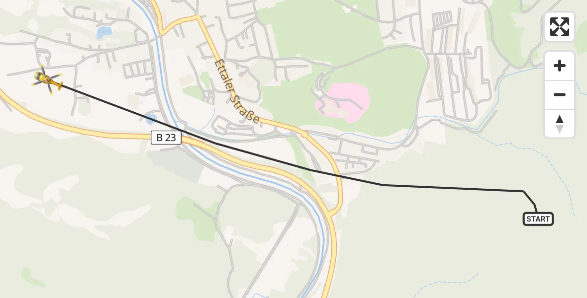 Flugroute Rettungshubschrauber Oberammergau - Oberammergau, 28 März 2026, 17:46