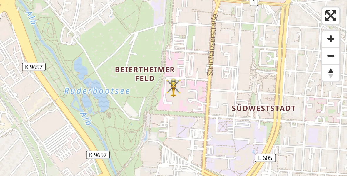 Flugroute Rettungshubschrauber Sankt Vincentius Hospital - Sankt Vincentius Hospital, 28 März 2026, 17:46