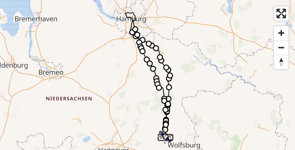 Flugroute Polizeihubschrauber Gifhorn Bundespolizei Hubschrauberlandeplatz - Gifhorn Bundespolizei Hubschrauberlandeplatz, 28 März 2026, 17:48