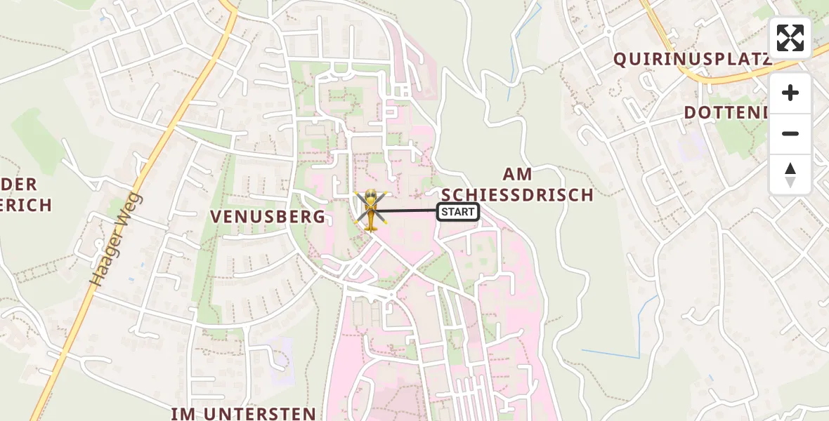 Flugroute Rettungshubschrauber Bonn University Hospital - Bonn University Hospital, 28 März 2026, 18:02