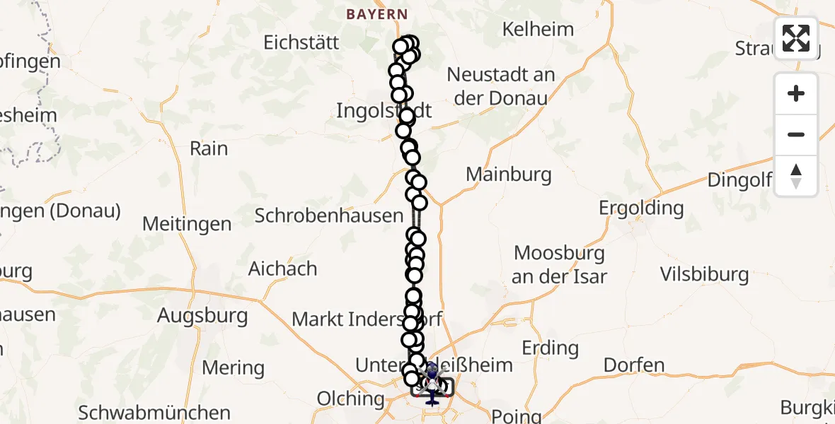 Flugroute Polizeihubschrauber Oberschleißheim - Oberschleißheim, 28 März 2026, 18:08