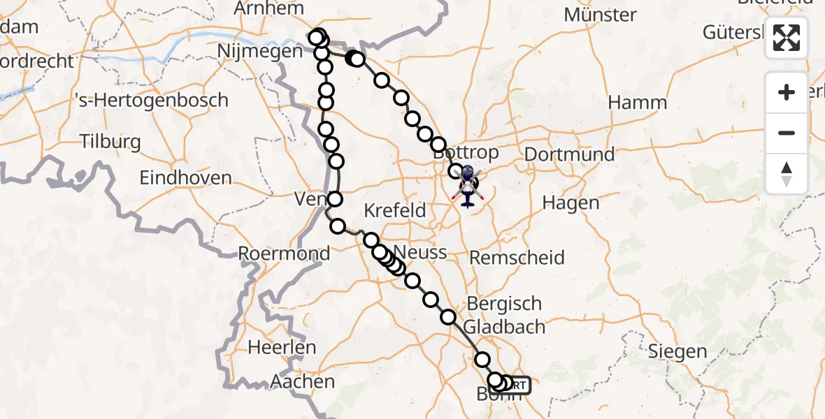Flugroute Polizeihubschrauber Sankt Augustin - Essen-Mülheim Flughafen, 28 März 2026, 18:42