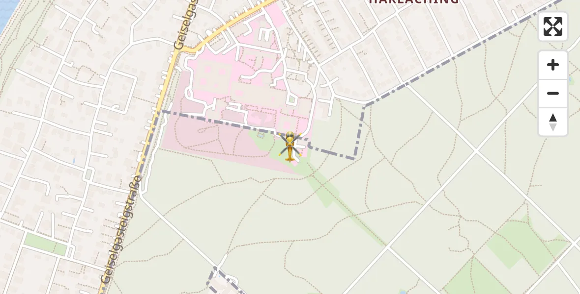 Flugroute Rettungshubschrauber ADAC Air Rescue Center Hubschrauberlandeplatz (Christoph 1) - ADAC Air Rescue Center Hubschrauberlandeplatz (Christoph 1), 28 März 2026, 18:55