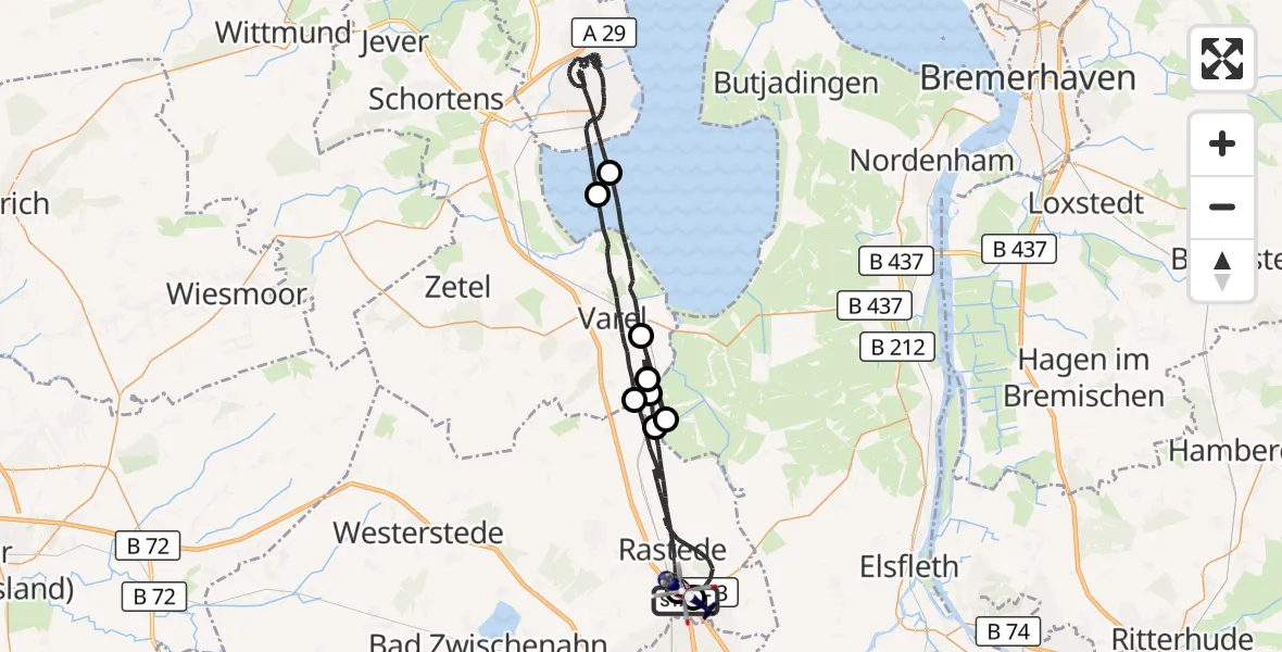 Flugroute Polizeihubschrauber Oldenburg Police Hubschrauberlandeplatz - Oldenburg Police Hubschrauberlandeplatz, 28 März 2026, 19:04