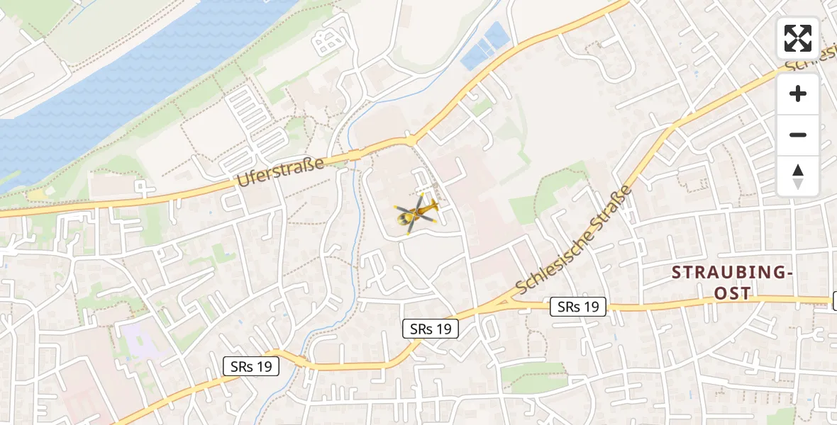 Flugroute Rettungshubschrauber Sankt Elisabeth Hospital Straubing - Sankt Elisabeth Hospital Straubing, 28 März 2026, 19:08