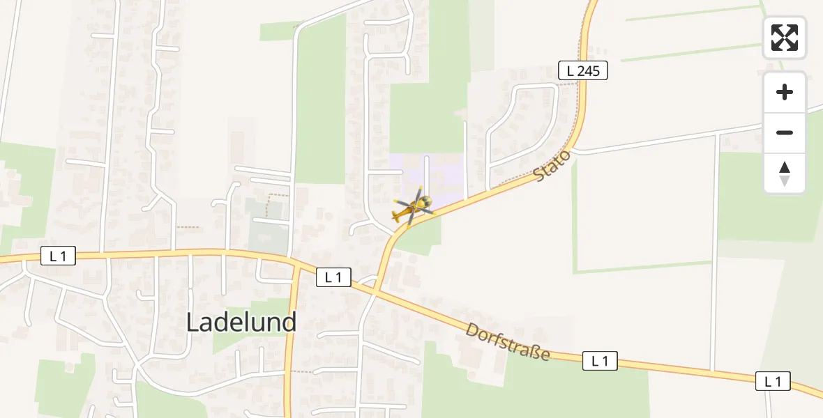 Flugroute Rettungshubschrauber Ladelund - Ladelund, 28 März 2026, 20:09