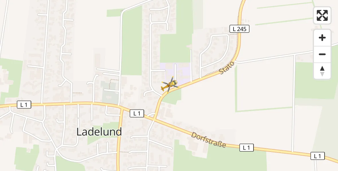 Flugroute Rettungshubschrauber Ladelund - Ladelund, 28 März 2026, 20:09
