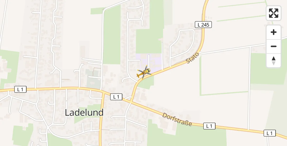 Flugroute Rettungshubschrauber Ladelund - Ladelund, 28 März 2026, 20:09