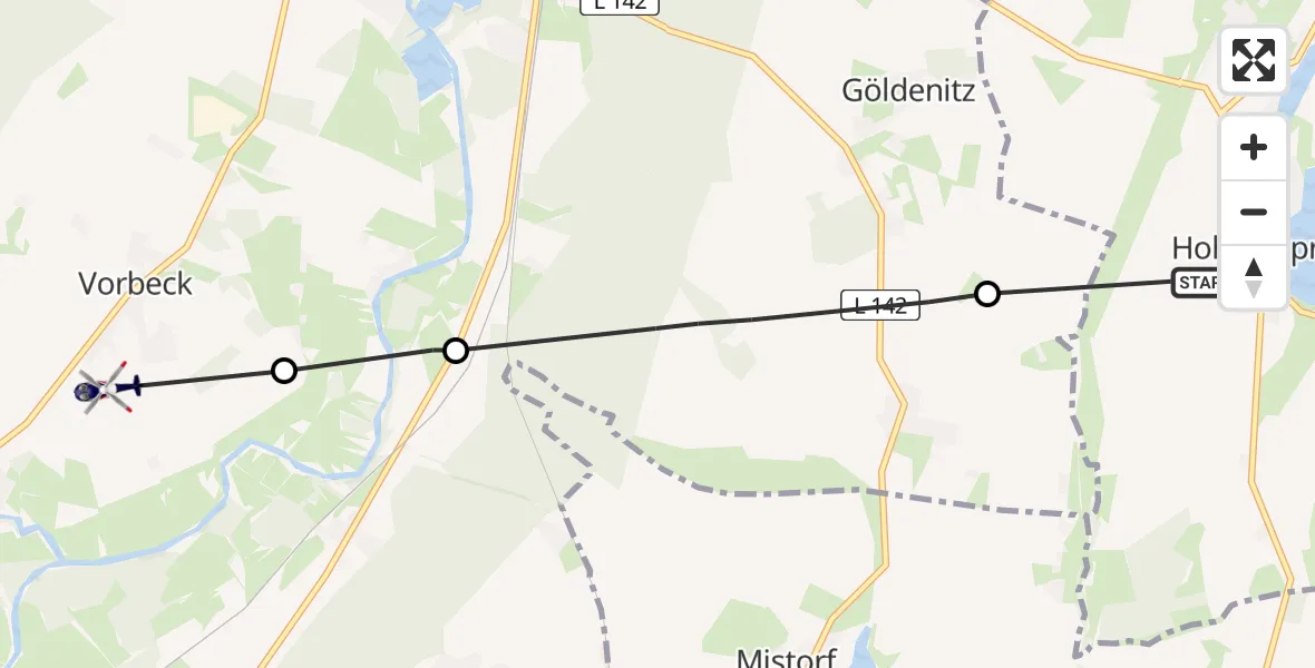 Routekaart van de vlucht: Polizeihubschrauber nach Vorbeck, Dorfstraße