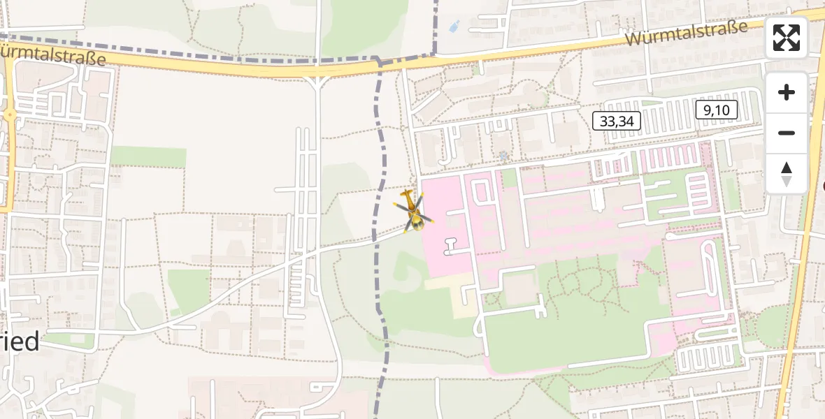 Flugroute Rettungshubschrauber DRF Air Rescue München Hubschrauberlandeplatz - DRF Air Rescue München Hubschrauberlandeplatz, 28 März 2026, 21:15