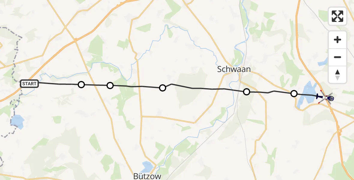 Routekaart van de vlucht: Polizeihubschrauber nach Hohen Sprenz, A 19
