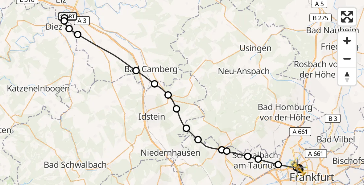 Routekaart van de vlucht: Rettungshubschrauber nach Agaplesion Markus Hospital