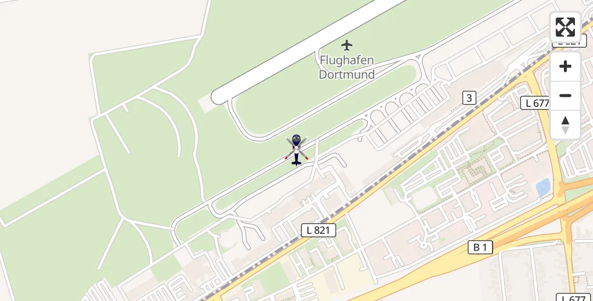 Flugroute Polizeihubschrauber Dortmund Flughafen - Dortmund Flughafen, 29 März 2026, 00:46