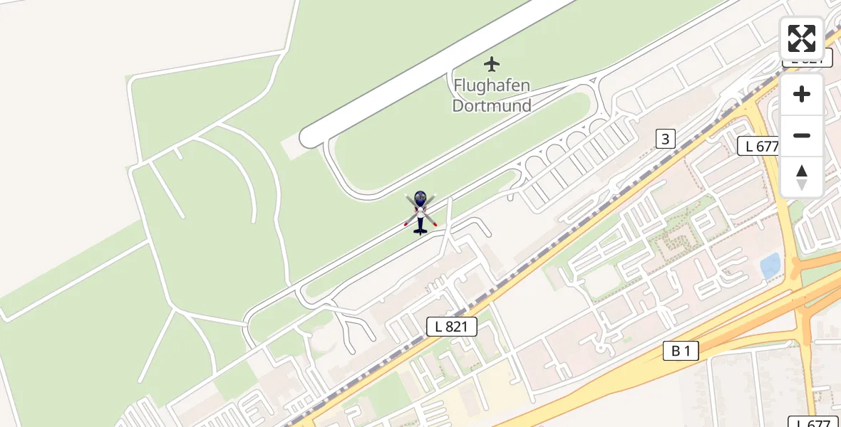 Flugroute Polizeihubschrauber Dortmund Flughafen - Dortmund Flughafen, 29 März 2026, 00:46