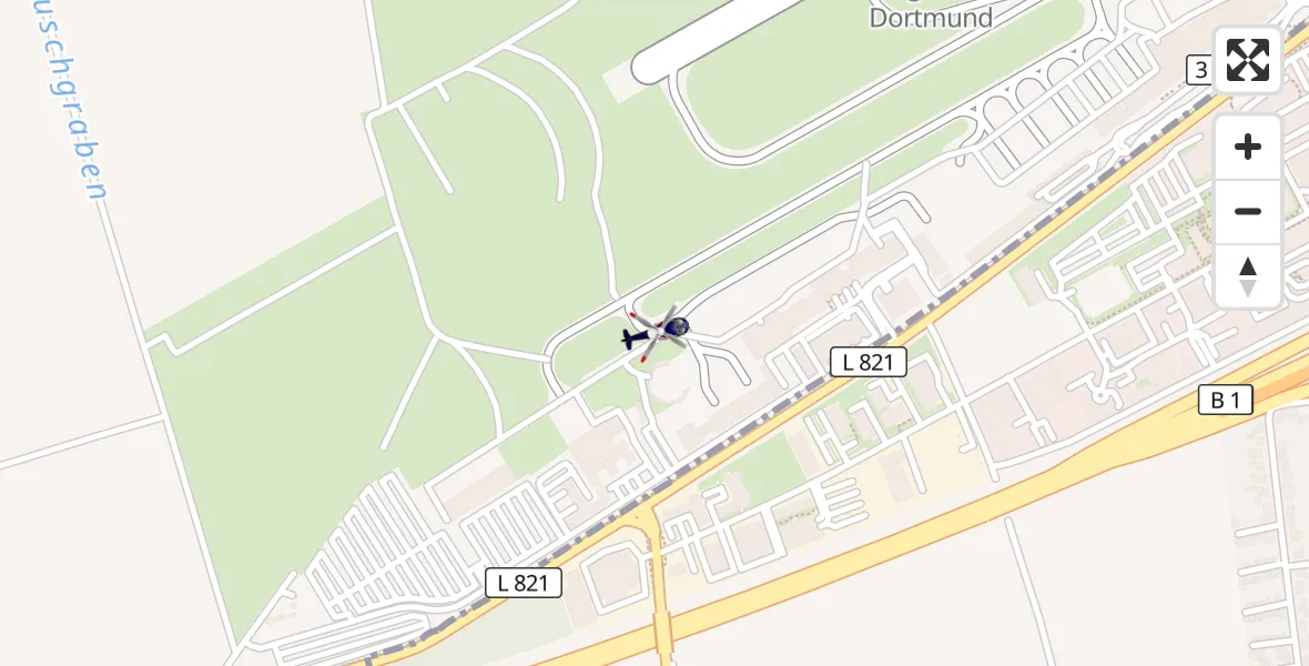 Flugroute Polizeihubschrauber Dortmund Flughafen - Dortmund Flughafen, 29 März 2026, 05:29