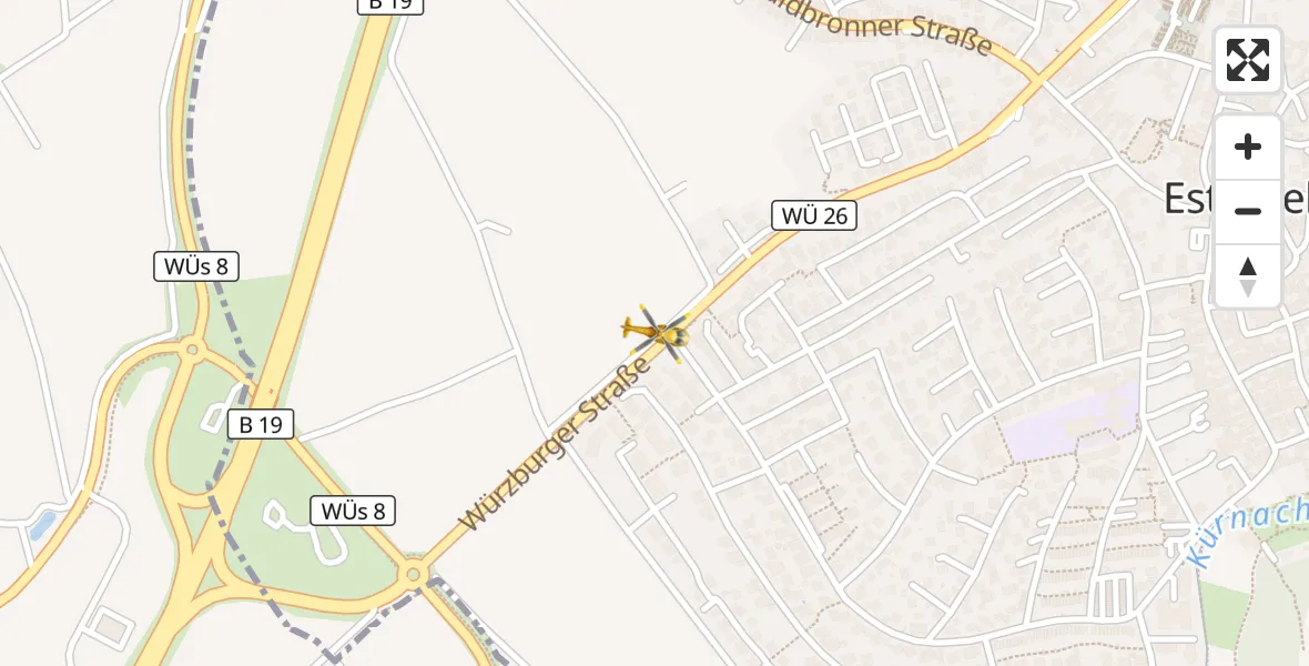 Flugroute Rettungshubschrauber Estenfeld - Estenfeld, 29 März 2026, 06:35