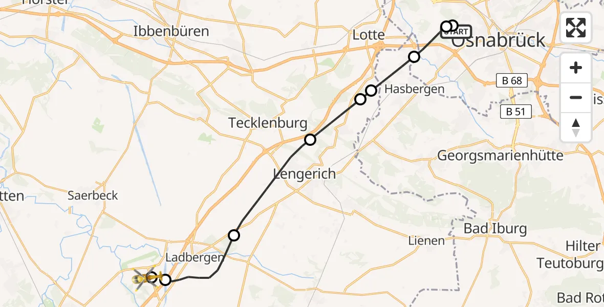 Routekaart van de vlucht: Ambulanzhubschrauber nach Christoph  Westfalen-ADAC