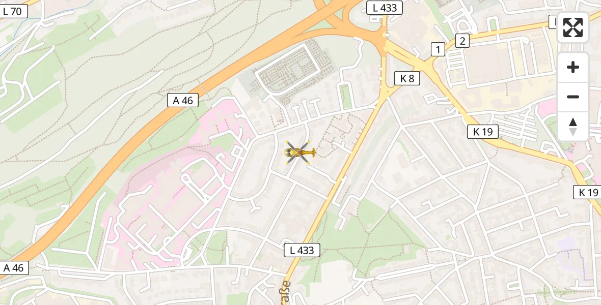 Routekaart van de vlucht: Ambulanzhubschrauber nach Wuppertal, Von-Behring-Straße