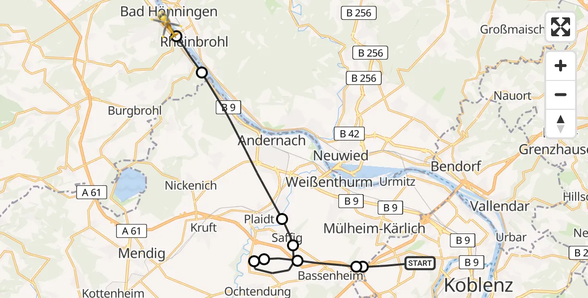 Routekaart van de vlucht: Rettungshubschrauber nach Bad Breisig, Tempelgasse