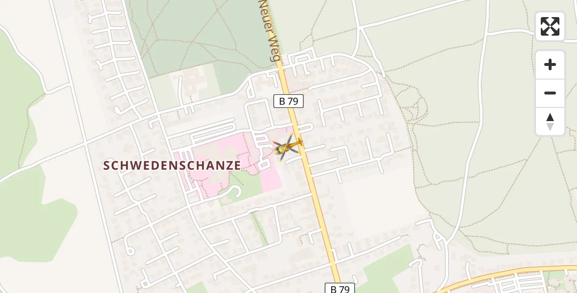Flugroute Rettungshubschrauber Wolfenbüttel Municipal Hospital Heliport (Christoph 30) - Wolfenbüttel Municipal Hospital Heliport (Christoph 30), 29 März 2026, 11:40