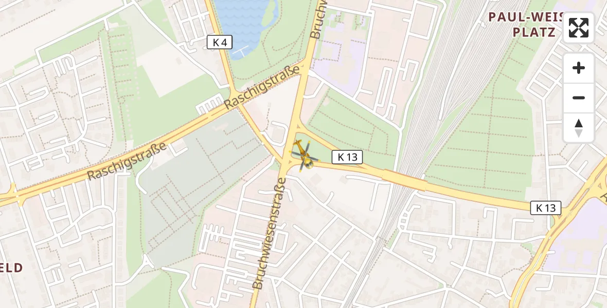 Flugroute Rettungshubschrauber Ludwigshafen am Rhein - Ludwigshafen am Rhein, 29 März 2026, 11:54