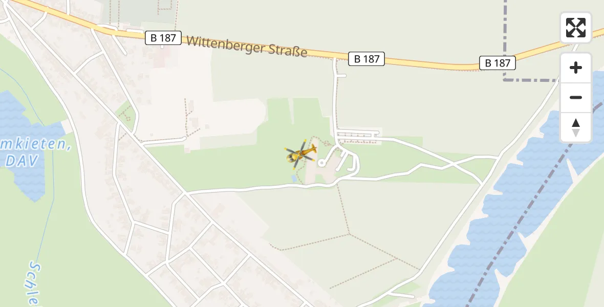 Flugroute Rettungshubschrauber MediClin Heart Center Coswig Hubschrauberlandeplatz - MediClin Heart Center Coswig Hubschrauberlandeplatz, 29 März 2026, 12:51