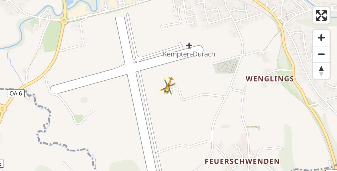 Flugroute Rettungshubschrauber Kempten-Durach Flugplatz - Kempten-Durach Flugplatz, 29 März 2026, 13:00