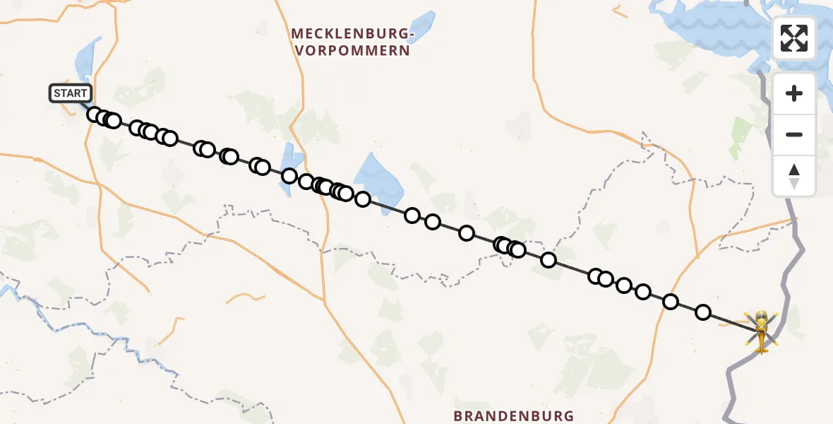 Flugroute Ambulanzhubschrauber Schwerin - Schwedt/Oder, 29 März 2026, 13:09