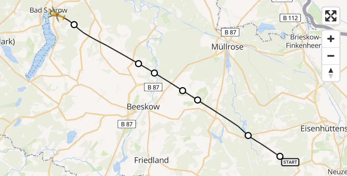 Routekaart van de vlucht: Rettungshubschrauber nach Bad Saarow, Geschwister-Scholl-Ring