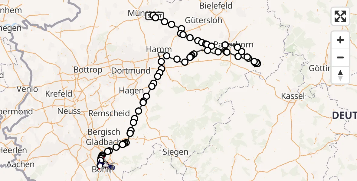 Routekaart van de vlucht: Polizeihubschrauber nach Sankt Augustin, Richthofenstraße