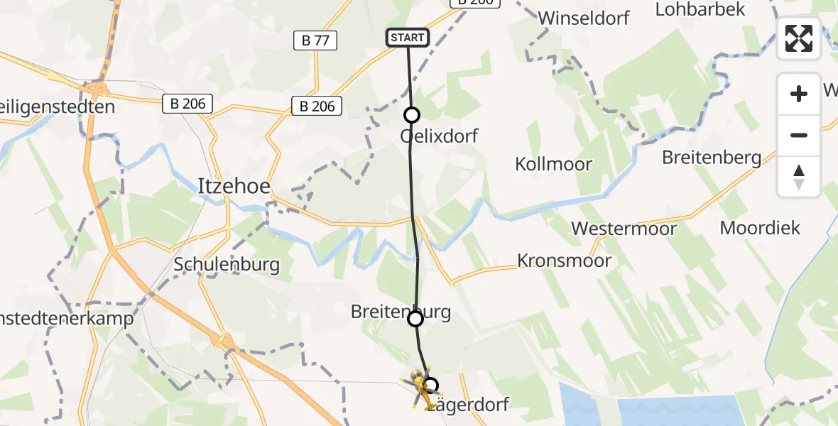 Routekaart van de vlucht: Rettungshubschrauber nach Lägerdorf, Wilhelmstraße