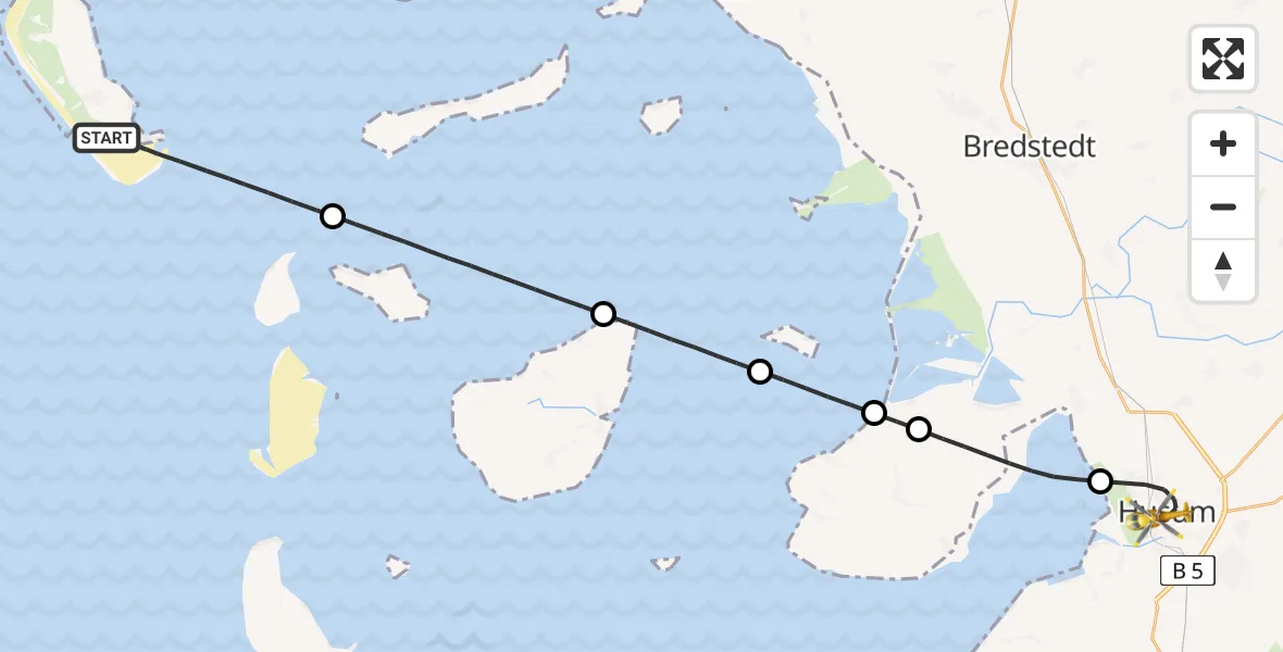 Routekaart van de vlucht: Rettungshubschrauber nach Husum, Erichsenweg