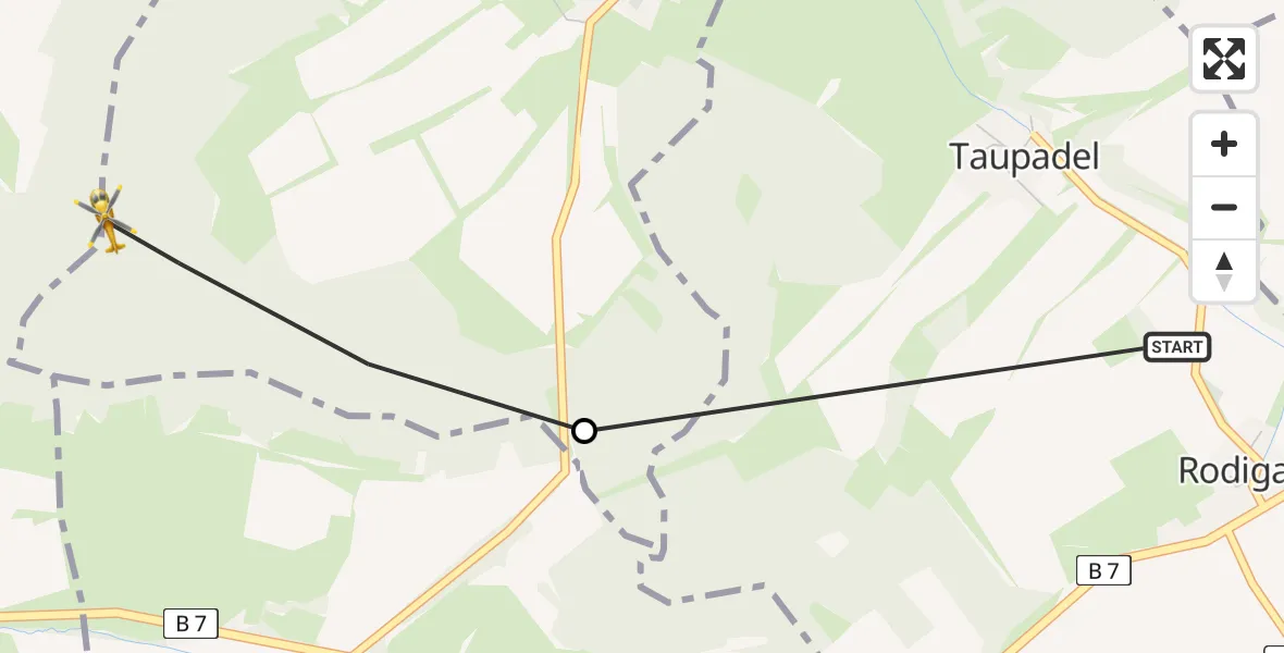 Flugroute Rettungshubschrauber Bürgel - Jenalöbnitz, 29 März 2026, 14:28