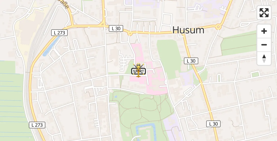 Flugroute Rettungshubschrauber Husum - Husum, 29 März 2026, 14:36